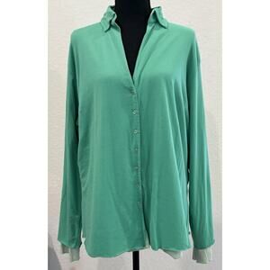 Soft Surroundings Two-Toned Knit Overlay Button Up Top Size 2X